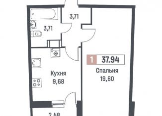 Продается 1-комнатная квартира, 37.9 м2, Мурино, ЖК Авиатор