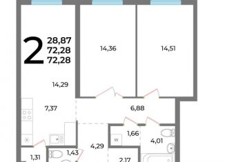 Продам 3-комнатную квартиру, 73 м2, Уфа, улица Бехтерева, 6, ЖК Символ