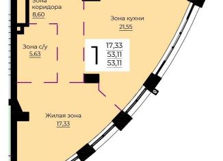Продажа 1-комнатной квартиры, 53.1 м2, Екатеринбург, ЖК Форум Сити