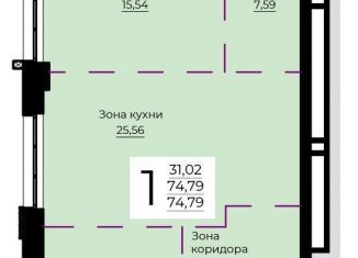 Продаю 1-комнатную квартиру, 74.8 м2, Екатеринбург, ЖК Форум Сити