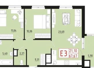 Продается 3-комнатная квартира, 67.7 м2, Тула, ЖК Смарт квартал на Сурикова