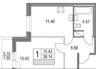 1-комнатная квартира на продажу, 41.2 м2, Санкт-Петербург, Коломяжский проспект, метро Пионерская