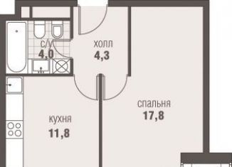 Однокомнатная квартира на продажу, 37.9 м2, деревня Румянцево, Киевское шоссе, 22-й километр, 6Вк5, ЖК Хоумсити