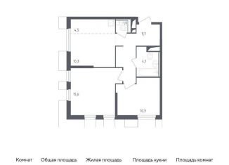 Трехкомнатная квартира на продажу, 55.7 м2, деревня Раздоры, ЖК Спутник