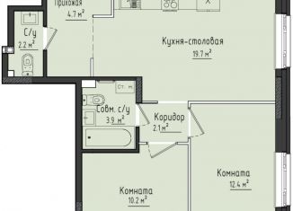 2-комнатная квартира на продажу, 55.2 м2, село Первомайский