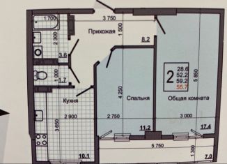 Двухкомнатная квартира на продажу, 60 м2, село Белоглинка, ЖК Грэсовский, Парковая улица, 2к2