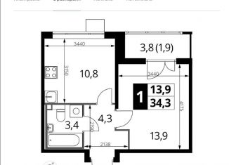 Продаю 1-ком. квартиру, 34.2 м2, Люберцы, ЖК 1-й Лермонтовский