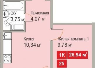 1-ком. квартира на продажу, 27.8 м2, Нижний Новгород, ЖК Торпедо