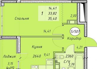 Продаю 1-комнатную квартиру, 35.4 м2, посёлок городского типа Молодёжное