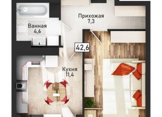 1-ком. квартира на продажу, 42.4 м2, Курск, улица Павлуновского