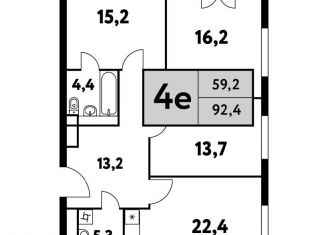 4-комнатная квартира на продажу, 92.4 м2, Москва, САО, Фестивальная улица, 15к24/3