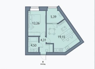 Продается однокомнатная квартира, 45.6 м2, Брянская область