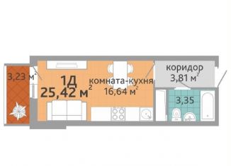 Продажа однокомнатной квартиры, 25.4 м2, Екатеринбург, ЖК Добрый
