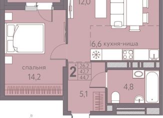 Продается 2-комнатная квартира, 44.7 м2, Пермь, ЖК Погода