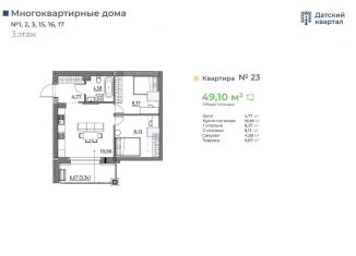 Двухкомнатная квартира на продажу, 49.1 м2, деревня Новолисиха