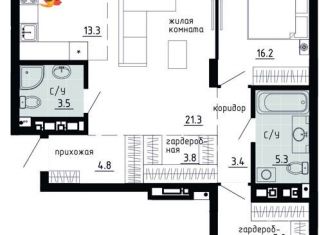 Продается трехкомнатная квартира, 93.2 м2, Пермь