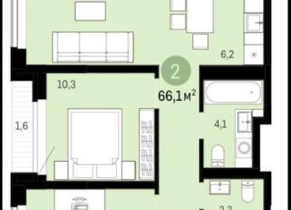 2-комнатная квартира на продажу, 66.1 м2, Тюмень, ЖК Европейский квартал, жилой комплекс Европейский квартал, 10
