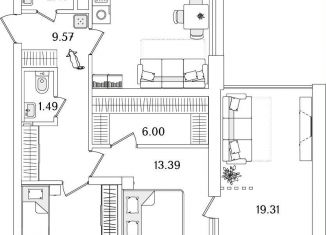 Продажа двухкомнатной квартиры, 64.2 м2, Санкт-Петербург, муниципальный округ Финляндский