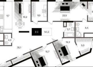 Продажа трехкомнатной квартиры, 141.4 м2, Москва, Серебрянический переулок, 8, ЖК Титул