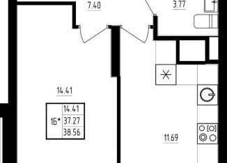 1-комнатная квартира на продажу, 38.6 м2, Казань, Советский район, жилой комплекс Мечта, 5