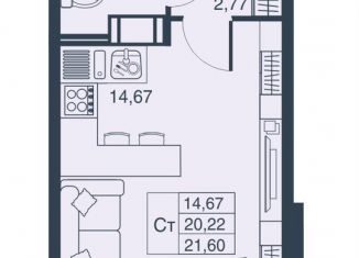 Продам квартиру студию, 21.6 м2, Мурино, Ручьёвский проспект, 3к1, ЖК Мурино Парк