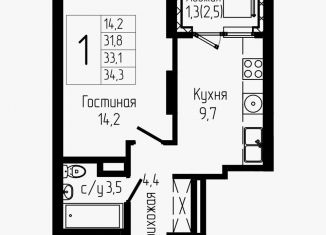Продаю однокомнатную квартиру, 33.1 м2, Уфа