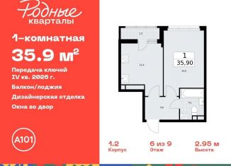 Продажа однокомнатной квартиры, 35.9 м2, Москва