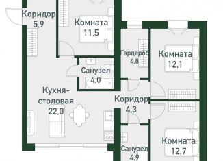 Продаю 3-комнатную квартиру, 85 м2, Челябинская область