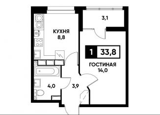 Продажа однокомнатной квартиры, 33.8 м2, Ставрополь, микрорайон № 36, улица Тухачевского, 33к1