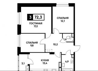 Продаю 3-комнатную квартиру, 72.3 м2, Ставрополь, микрорайон № 36, улица Тухачевского, 33