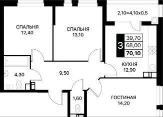 Продаю 3-комнатную квартиру, 70.1 м2, Ростов-на-Дону, Пролетарский район