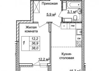 Продам 1-комнатную квартиру, 38 м2, Нижний Новгород, ЖК Новая Кузнечиха
