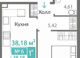 Продаю однокомнатную квартиру, 38.2 м2, Симферополь, Киевский район