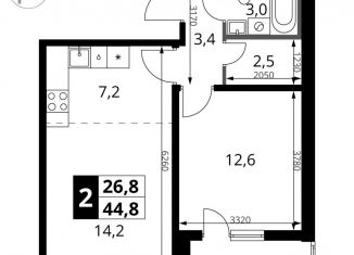 Продажа двухкомнатной квартиры, 44.8 м2, Московская область