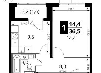 Продаю 1-комнатную квартиру, 36.5 м2, Московская область