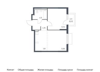 1-комнатная квартира на продажу, 43 м2, деревня Мисайлово