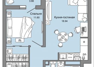 2-комнатная квартира на продажу, 44 м2, Ульяновск, жилой комплекс Ультраград, 2, ЖК Ультраград