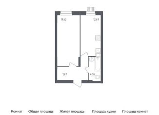 Продам однокомнатную квартиру, 42.3 м2, посёлок Жилино-1, жилой комплекс Егорово Парк, к1