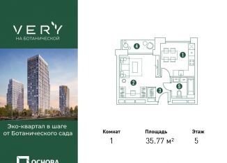 Продаю однокомнатную квартиру, 35.8 м2, Москва, метро Фонвизинская