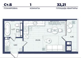 Продается квартира студия, 32.2 м2, Астрахань, Автомобильная улица, 4