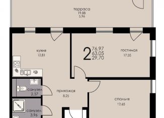 2-комнатная квартира на продажу, 63.1 м2, Ленинградская область