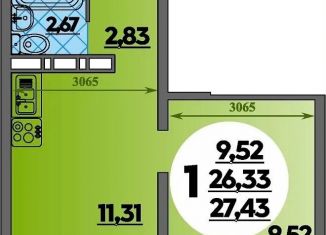 1-ком. квартира на продажу, 27.4 м2, Ростов-на-Дону, ЖК Суворовский