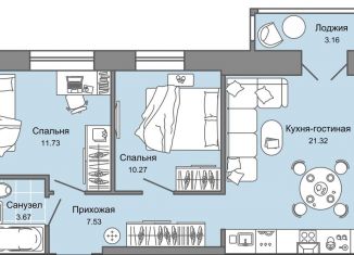 Продам трехкомнатную квартиру, 55 м2, Ульяновск, ЖК Центрополис, жилой комплекс Центрополис, 4