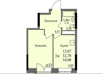 1-комнатная квартира на продажу, 32.7 м2, Ижевск, Первомайский район, улица Ключевой Посёлок, 23литА