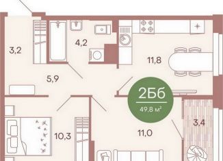 Продажа 2-комнатной квартиры, 49.8 м2, Пензенская область, жилой комплекс Норвуд, с6