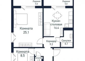 Продажа 2-ком. квартиры, 65.5 м2, посёлок Западный, улица имени Капитана Ефимова, 7