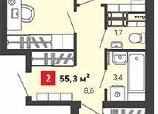 2-комнатная квартира на продажу, 55.3 м2, село Засечное