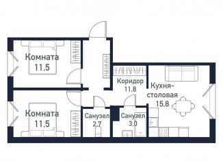 Продажа 2-комнатной квартиры, 56.6 м2, Челябинская область, улица имени капитана Ефимова, 8