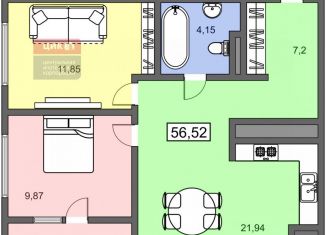 Продается 2-комнатная квартира, 56.5 м2, Рязань, Берёзовая улица, 5, Железнодорожный район