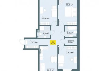 Продаю трехкомнатную квартиру, 89.4 м2, Тюмень, Центральная площадь